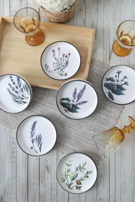 Hermia Juego de salseras de gres cerámico blanco mate, 6 piezas